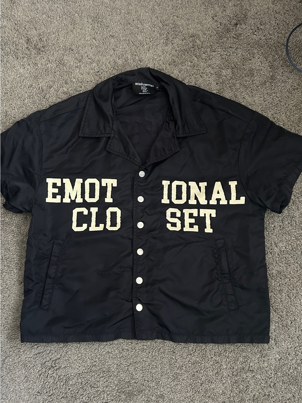 Black Short-Sleeve Coach Shirt Jacket